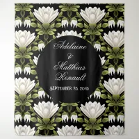 Elegant Black & White Floral Wedding: Calligraphy  Tapestry