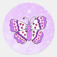 Pretty Purple Butterfly Classic Round Sticker