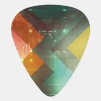 Seventies Orange Abstract Techno Triangles Guitar Pick