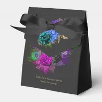 Watercolor Floral Mardi Gras Quincea&#241;era Favor Boxes