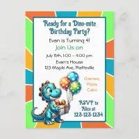 Dinosaur themed Kid's Birthday Party Invitation  Postcard