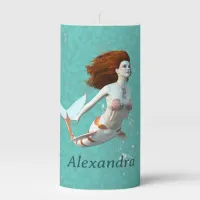 Pretty Koi Mermaid Swimming Underwater Pillar Candle