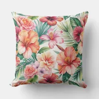 Tropical Flower Bliss Red Pink Orange Outdoor  Outdoor Pillow