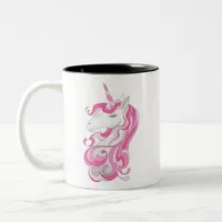 Pink Unicorn Two-Tone Coffee Mug