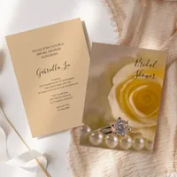 White Rose, Pearls and Ring Bridal Shower Invitation