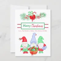 Personalized Festive Gnomes Holiday Christmas Card