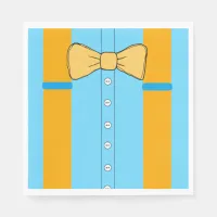 Blue and Orange Suspenders and Bow Ties Birthday Napkins