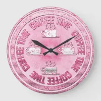 Coffee Time Pink Large Clock