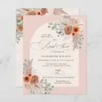 Budget Terracotta Pampas Bridal Shower Invitation