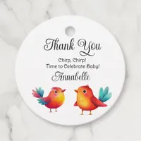 Bird-Themed Baby Shower Cute Watercolor Favor Tags