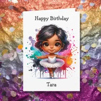 Happiest Birthday Ballerina Coloring Page Girl's Card