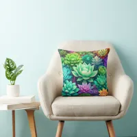 Aloe Vera and Succulents Collage Throw Pillow