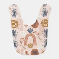 Terracotta Sunrise: Boho Harmony, Blush Pink Baby Bib