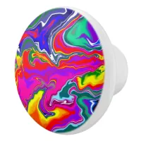 Rainbow River Fluid Art Ceramic Knob