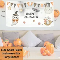 Spooky Ghost Watercolor Halloween Party Kids Banner