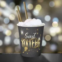 Moon and Stars Sweet 16 Gold/Blk ID788 Paper Cups