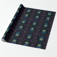 Vibrant Neon Scarab  Wrapping Paper