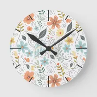 Summer Wildflowers & Swirls ID1064 Round Clock