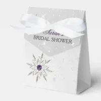 silver purple snowflakes bridal shower favor box