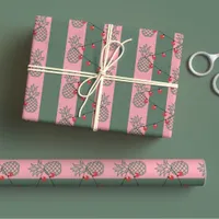 Preppy Christmas - Cute Modern Colorful Pineapple  Wrapping Paper Sheets