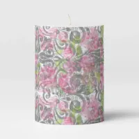 Pink Fairy Scroll Design Small Pillar Candle