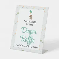 Minimalist Modern Baby Shower Diaper Raffle Game Pedestal Sign