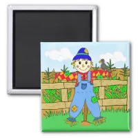 Cute Whimsical Scarecrow Halloween or Autumn Magnet