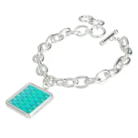 Modern zigzag pattern - waves in turquoise bracelet