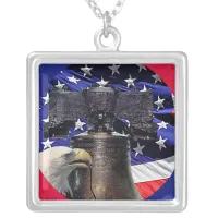 American Bald Eagle, Bell and Flag Necklace