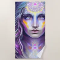 Difficult Harmonic Equilibrium 11 Digital AI Art Beach Towel