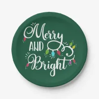 merry and bright holiday lights paper plates