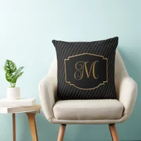 Elegant, Sophisticated Striped Monogram Throw Pillow