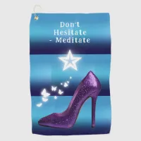 Purple Glitter High Heel Shoe on Blue Gradient | Golf Towel