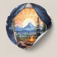 Mountain Camping Adventure Bachelorette Weekend  Classic Round Sticker