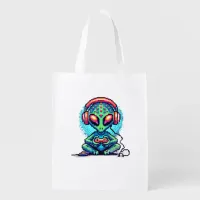 Escape Your World | Pixel Art Alien Grocery Bag