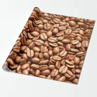 Barista Coffeehouse Shop Coffee Beans Pattern Wrapping Paper