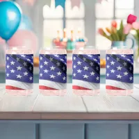 American Flag in the Wind Waving Banner Can Glass