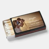 Bride & Groom on Sunset Beach Wedding Reception Matchboxes