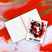 Red, black and white Abstract Face | Notebook