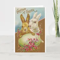 Rabbit Easter Greetings Vintage Holiday Card