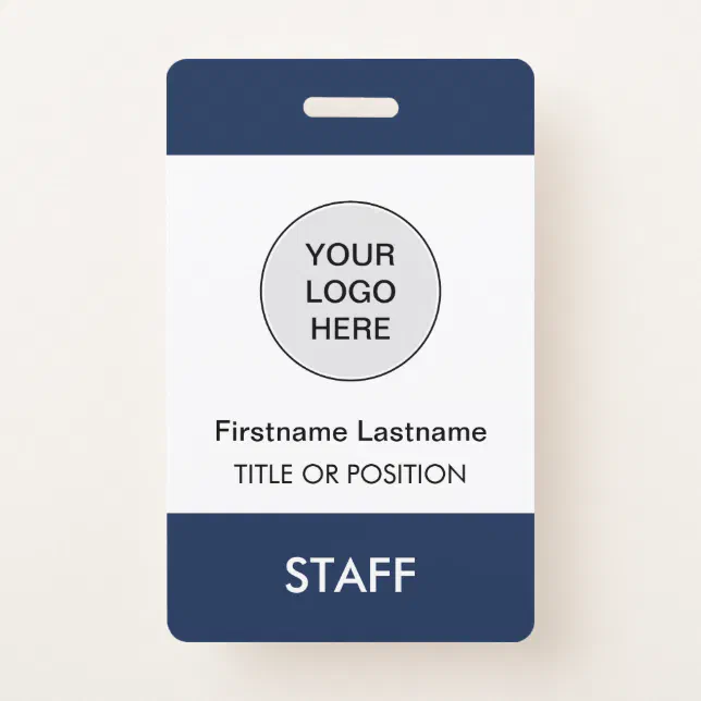 Dark Blue Company Logo Employee Name Badge