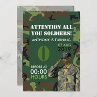 Any age Army themed Party Birthday Invitation