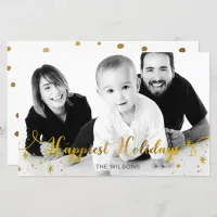 Budget Happiest Holidays Gold Photo Holiday Card