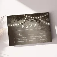 Rustic Brown Tree String Lights Wedding RSVP