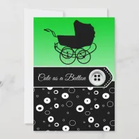 Lime Green & Black Boy Baby Shower Invitations