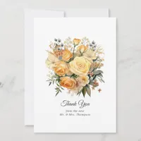 Champagne Colored Floral Wedding Thank You Card