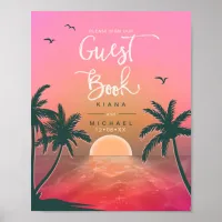 Tropical Isle Sunrise Guest Book Pink ID581