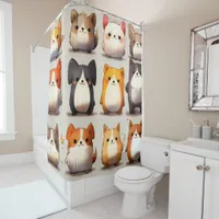 Cat & Dog Like Critters - Cute Animal Fun Shower Curtain