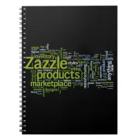 Zazzle Word Cloud Green and Black Notebook