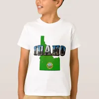 Idaho Map, Seal and Picture Text T-Shirt